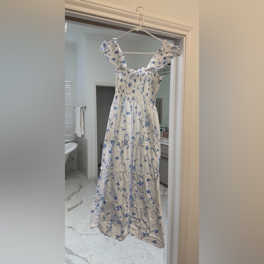 Hill House Blue Floral Ruffle Dress